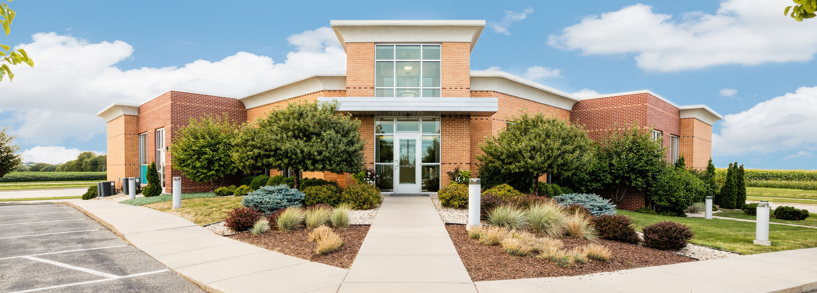 First Choice Dental building with landscaped entrance
